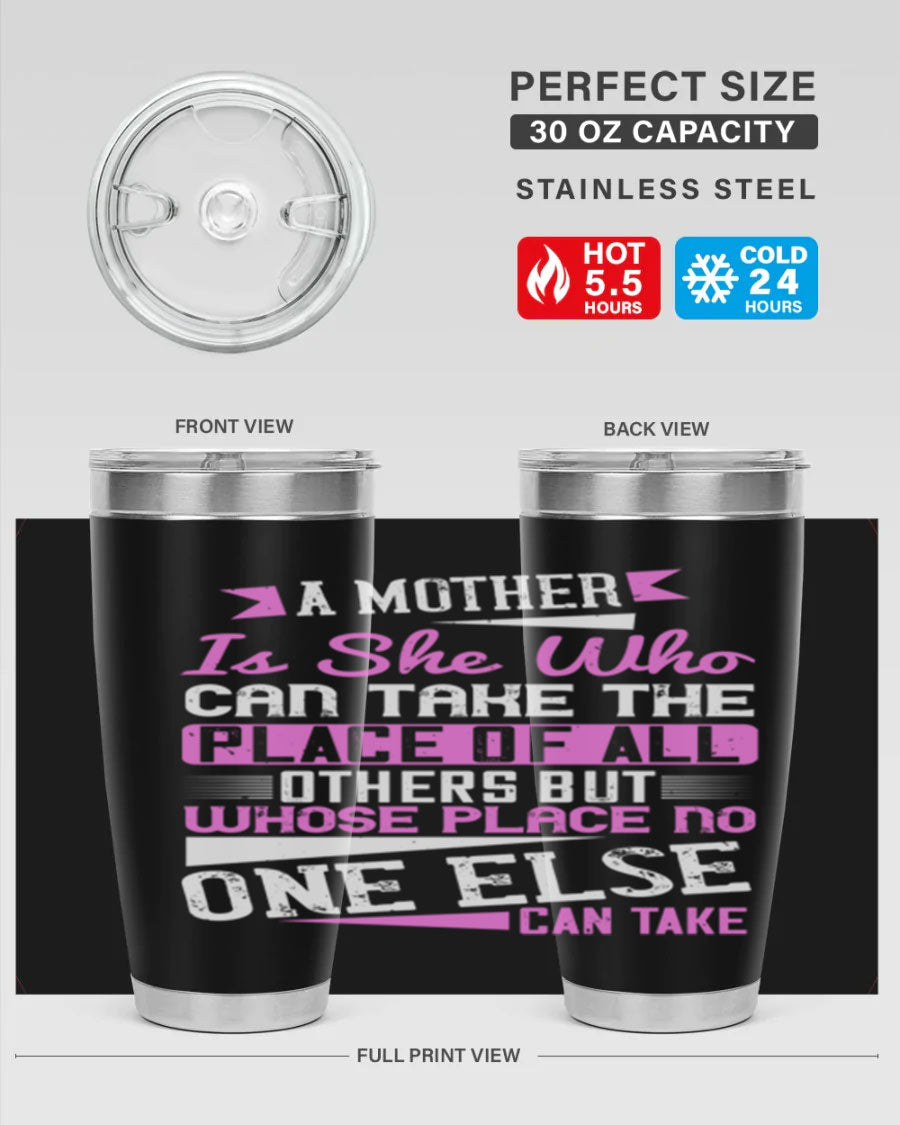 Stylish 20oz and 30oz stainless steel tumblers with a heartfelt message about motherhood, featuring a double wall vacuum design.