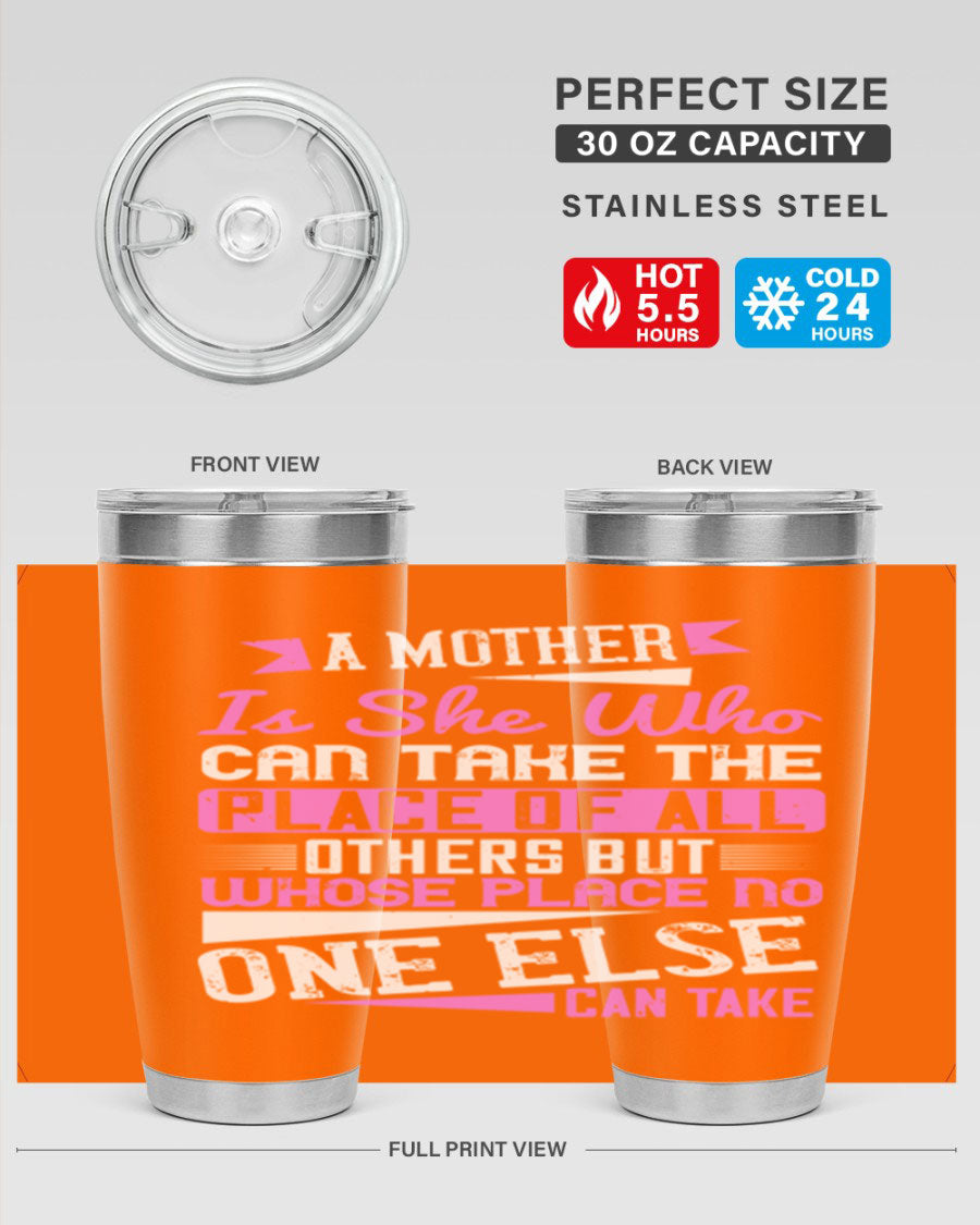 Stylish 20oz and 30oz stainless steel tumblers with a heartfelt message about motherhood, featuring a double wall vacuum design.