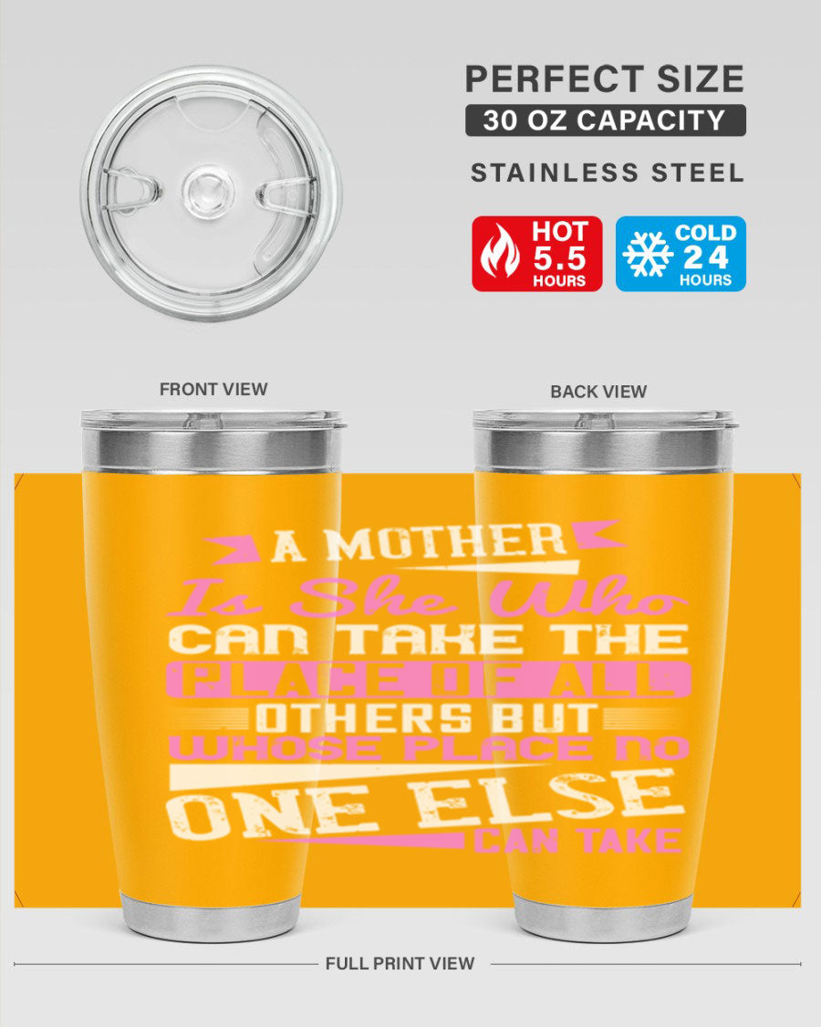 Stylish 20oz and 30oz stainless steel tumblers with a heartfelt message about motherhood, featuring a double wall vacuum design.