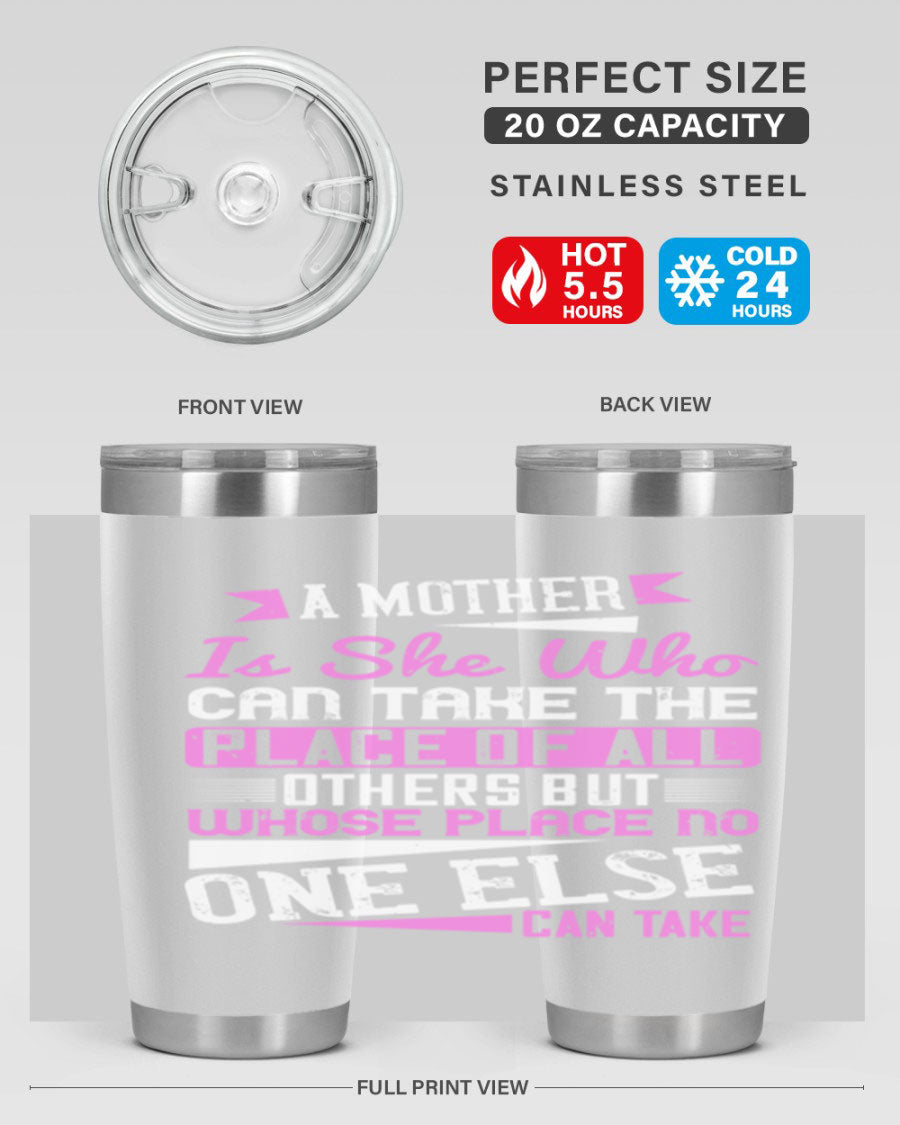 Stylish 20oz and 30oz stainless steel tumblers with a heartfelt message about motherhood, featuring a double wall vacuum design.