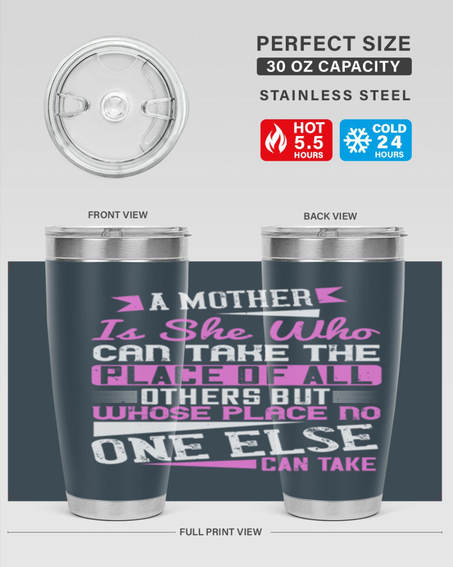Stylish 20oz and 30oz stainless steel tumblers with a heartfelt message about motherhood, featuring a double wall vacuum design.