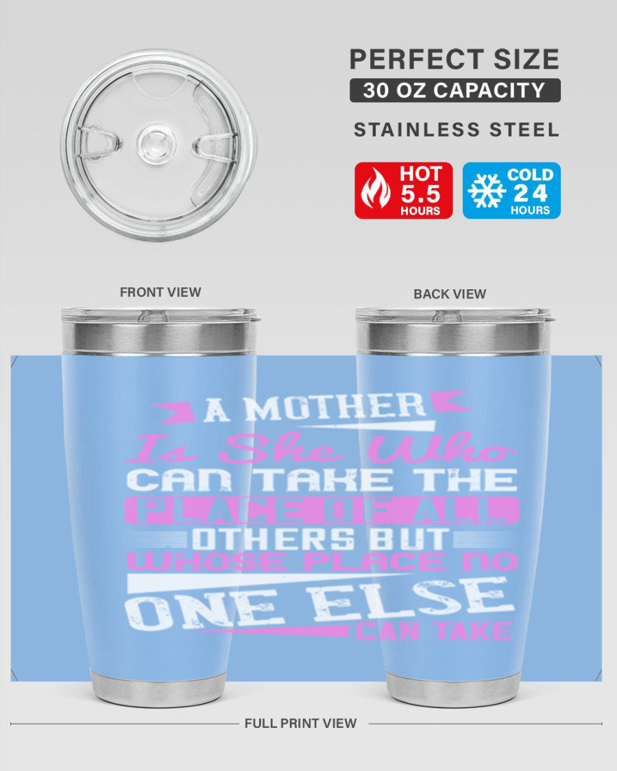 Stylish 20oz and 30oz stainless steel tumblers with a heartfelt message about motherhood, featuring a double wall vacuum design.