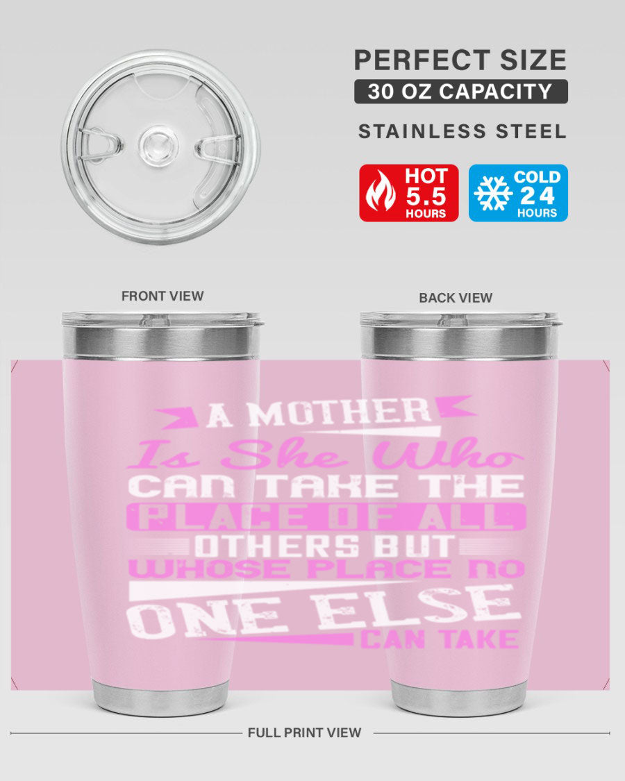 Stylish 20oz and 30oz stainless steel tumblers with a heartfelt message about motherhood, featuring a double wall vacuum design.