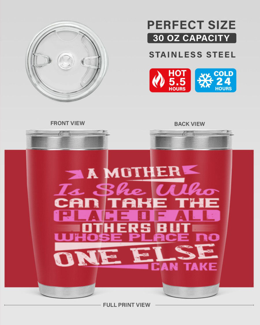 Stylish 20oz and 30oz stainless steel tumblers with a heartfelt message about motherhood, featuring a double wall vacuum design.