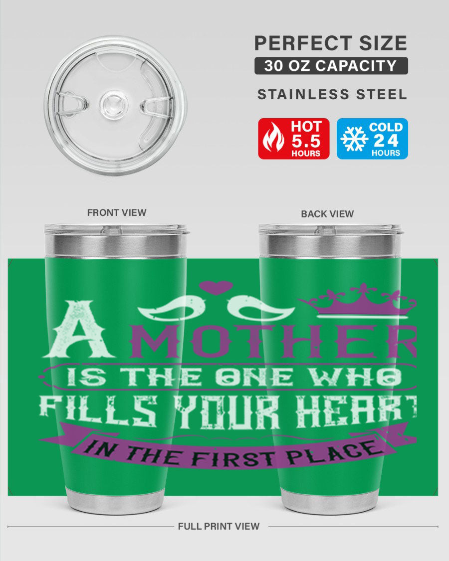 A stylish 20oz and 30oz stainless steel tumbler with a heartfelt Mother's Day design, perfect for keeping drinks hot or cold.