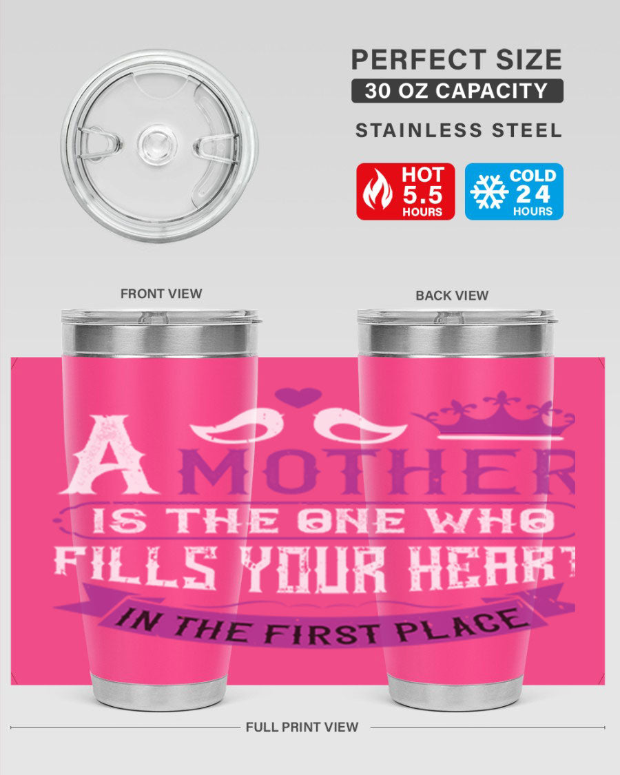 A stylish 20oz and 30oz stainless steel tumbler with a heartfelt Mother's Day design, perfect for keeping drinks hot or cold.