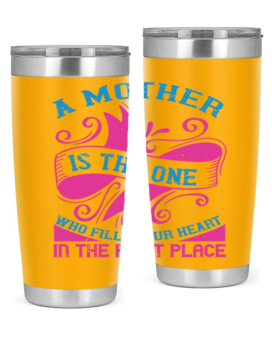 Stylish 20oz and 30oz stainless steel tumblers with a heartfelt message about motherhood, featuring a drink-thru lid.