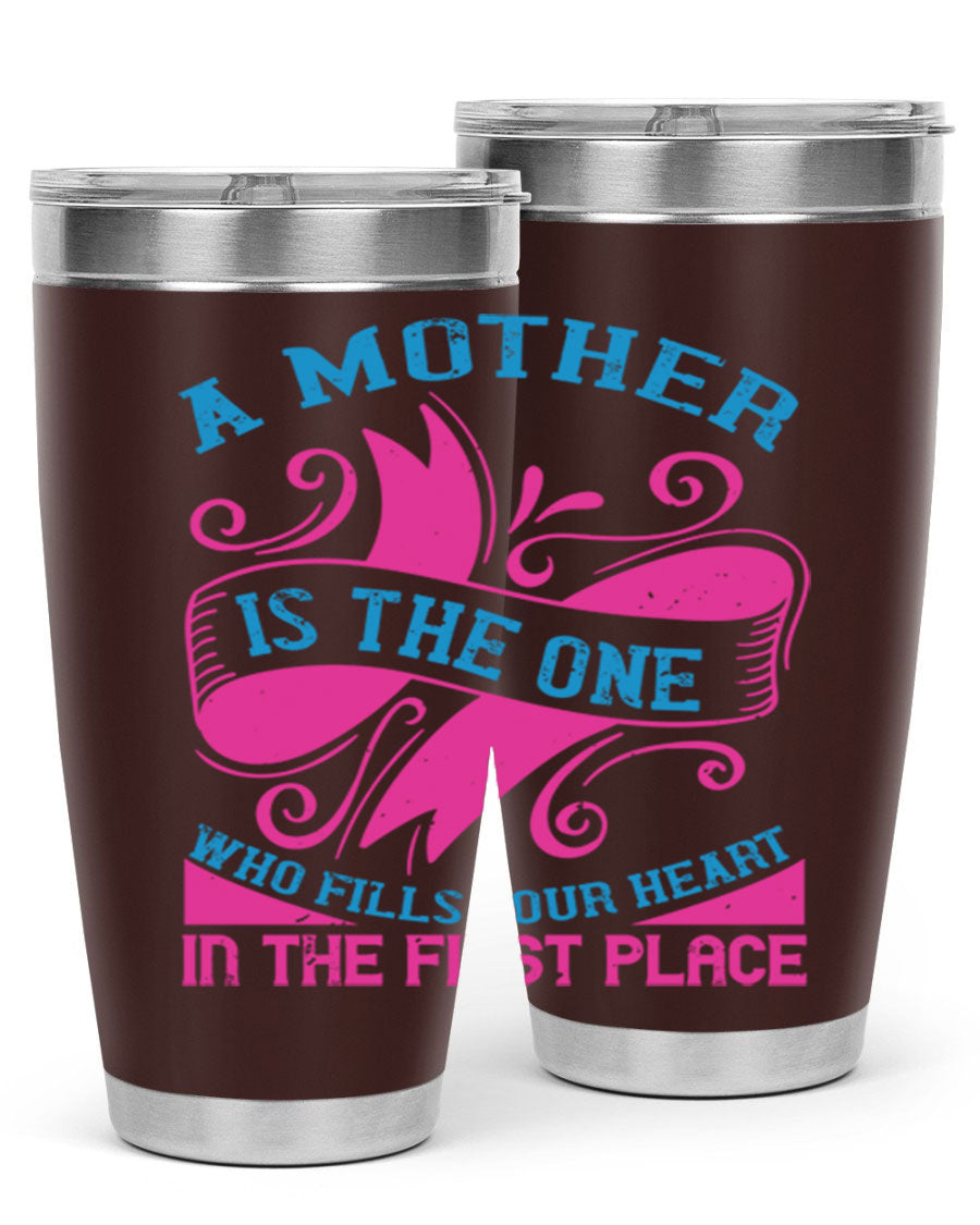 Stylish 20oz and 30oz stainless steel tumblers with a heartfelt message about motherhood, featuring a drink-thru lid.