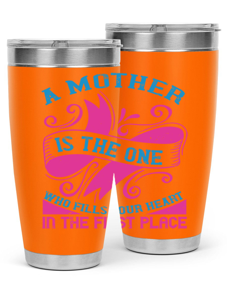Stylish 20oz and 30oz stainless steel tumblers with a heartfelt message about motherhood, featuring a drink-thru lid.