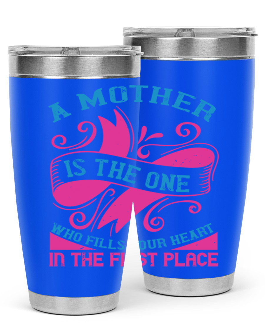 Stylish 20oz and 30oz stainless steel tumblers with a heartfelt message about motherhood, featuring a drink-thru lid.