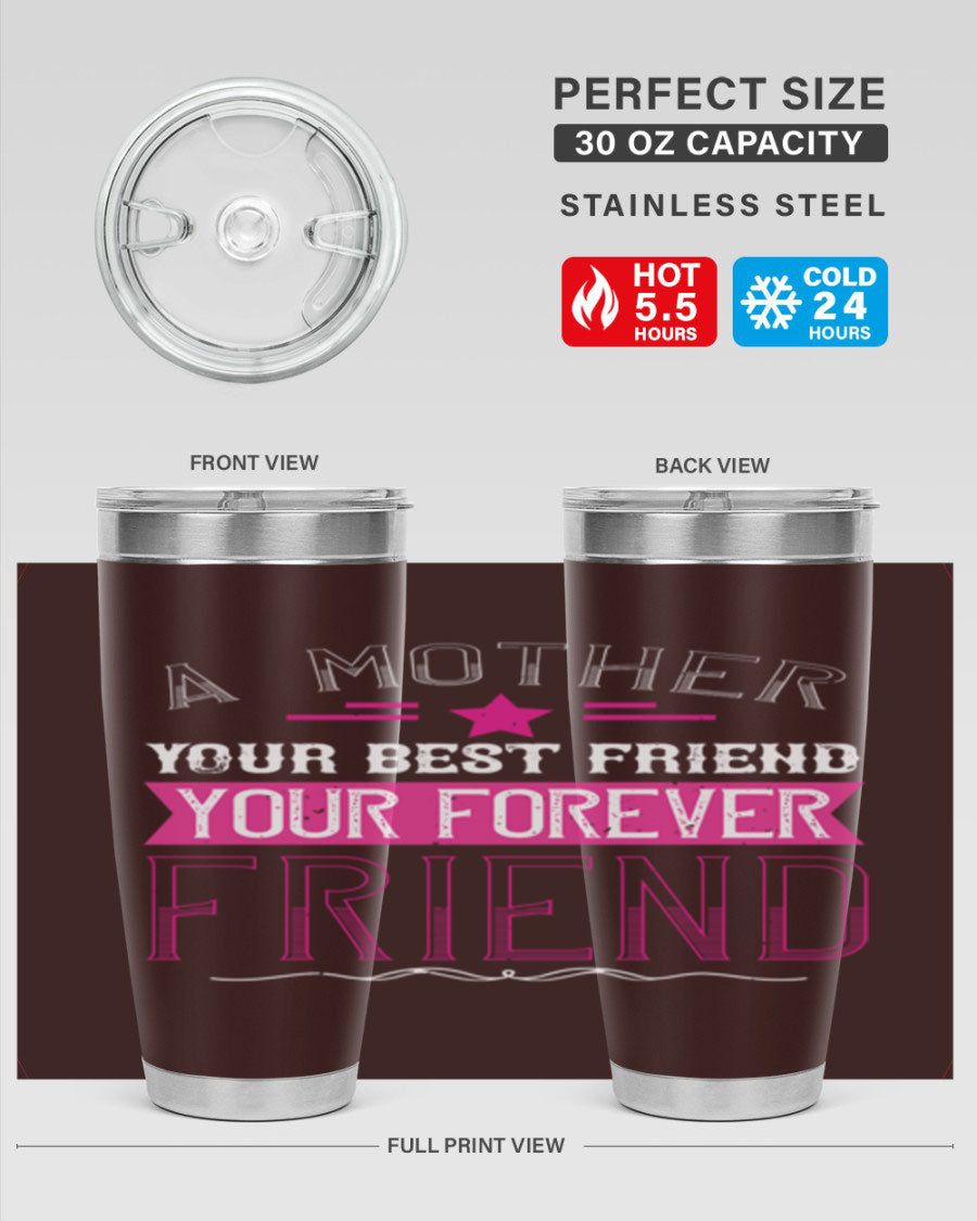 Stylish stainless steel tumbler featuring a heartfelt message about mothers, available in 20oz and 30oz sizes.