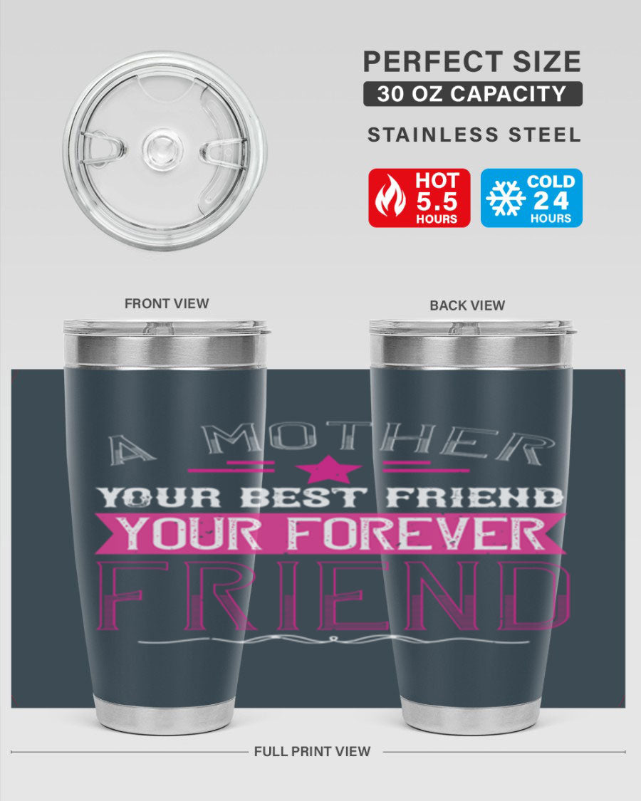 Stylish stainless steel tumbler featuring a heartfelt message about mothers, available in 20oz and 30oz sizes.