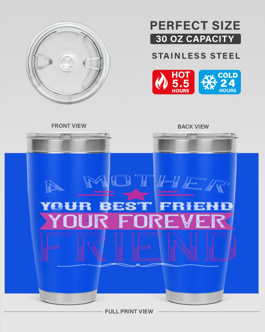Stylish stainless steel tumbler featuring a heartfelt message about mothers, available in 20oz and 30oz sizes.