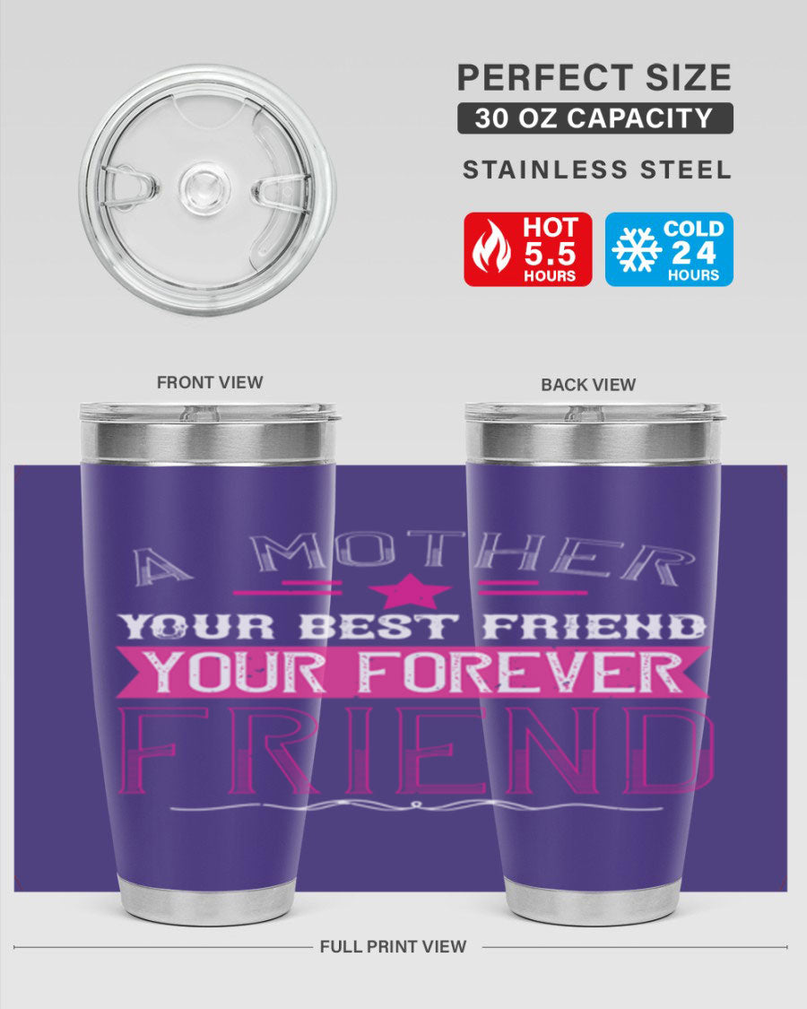 Stylish stainless steel tumbler featuring a heartfelt message about mothers, available in 20oz and 30oz sizes.
