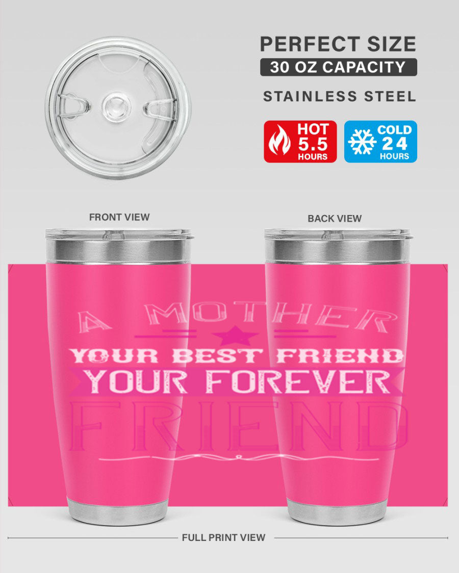 Stylish stainless steel tumbler featuring a heartfelt message about mothers, available in 20oz and 30oz sizes.