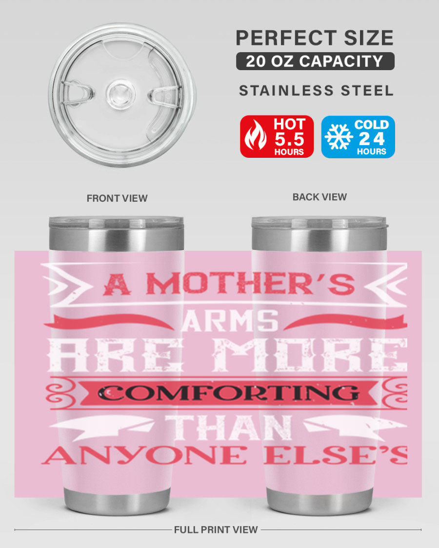 A stylish 20oz stainless steel tumbler with a heartfelt message for Mother's Day, featuring a double wall vacuum design and a drink-thru lid.