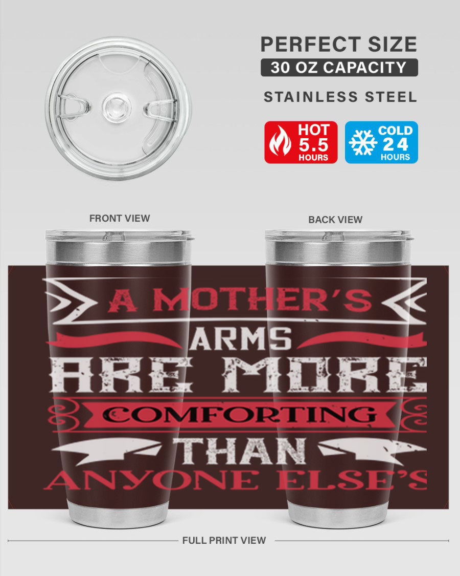 A stylish 20oz stainless steel tumbler with a heartfelt message for Mother's Day, featuring a double wall vacuum design and a drink-thru lid.