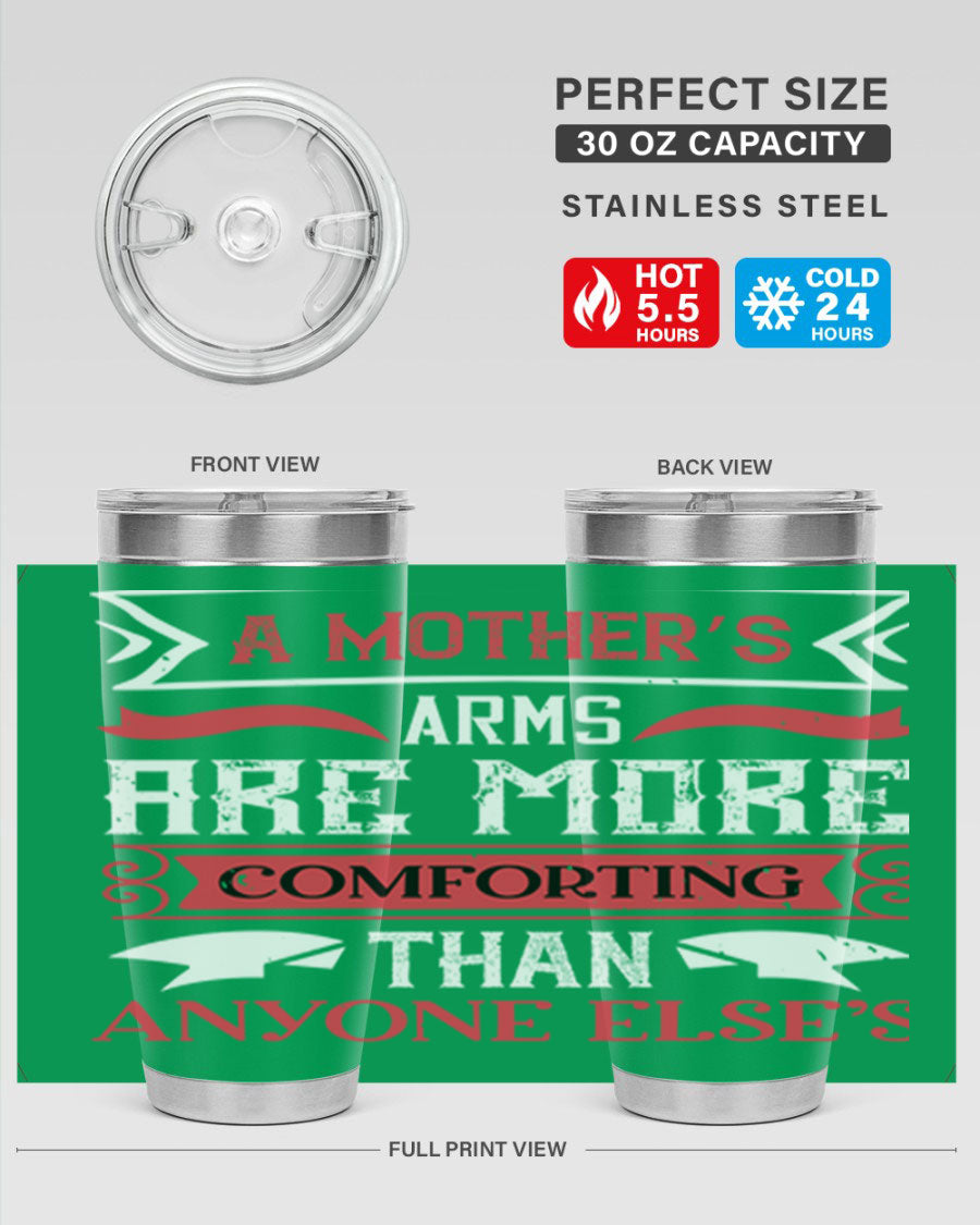 A stylish 20oz stainless steel tumbler with a heartfelt message for Mother's Day, featuring a double wall vacuum design and a drink-thru lid.