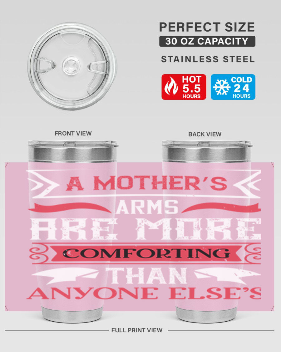 A stylish 20oz stainless steel tumbler with a heartfelt message for Mother's Day, featuring a double wall vacuum design and a drink-thru lid.