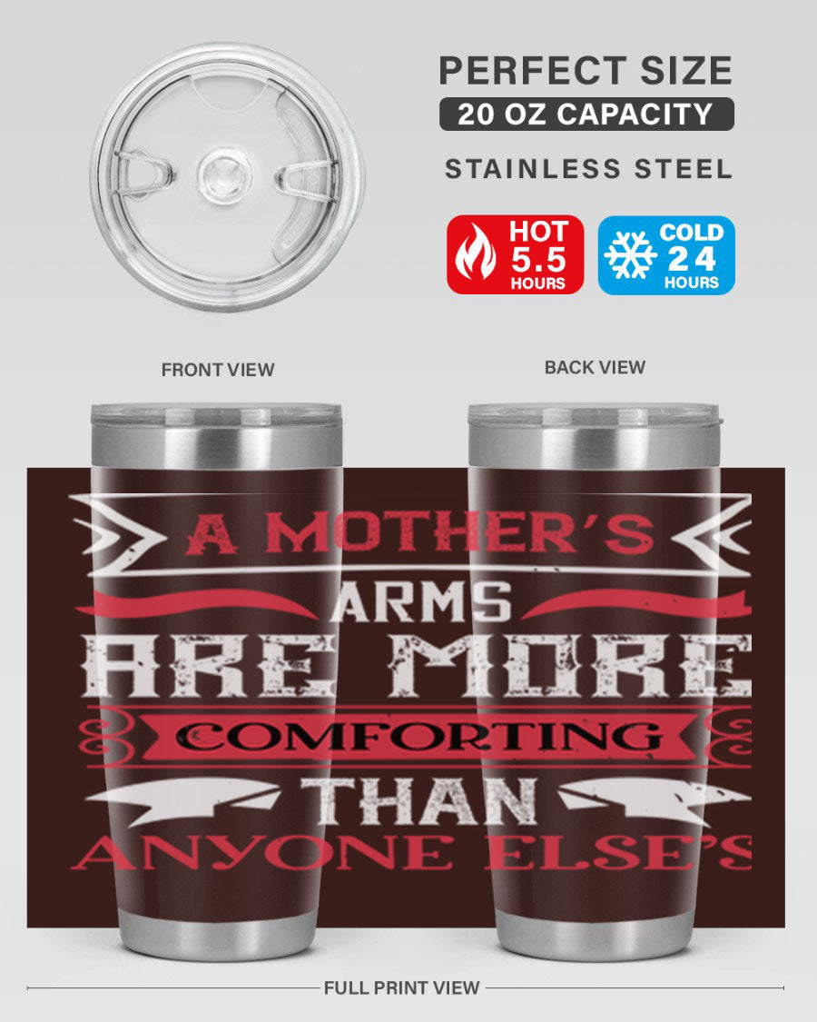 A stylish 20oz stainless steel tumbler with a heartfelt message for Mother's Day, featuring a double wall vacuum design and a drink-thru lid.