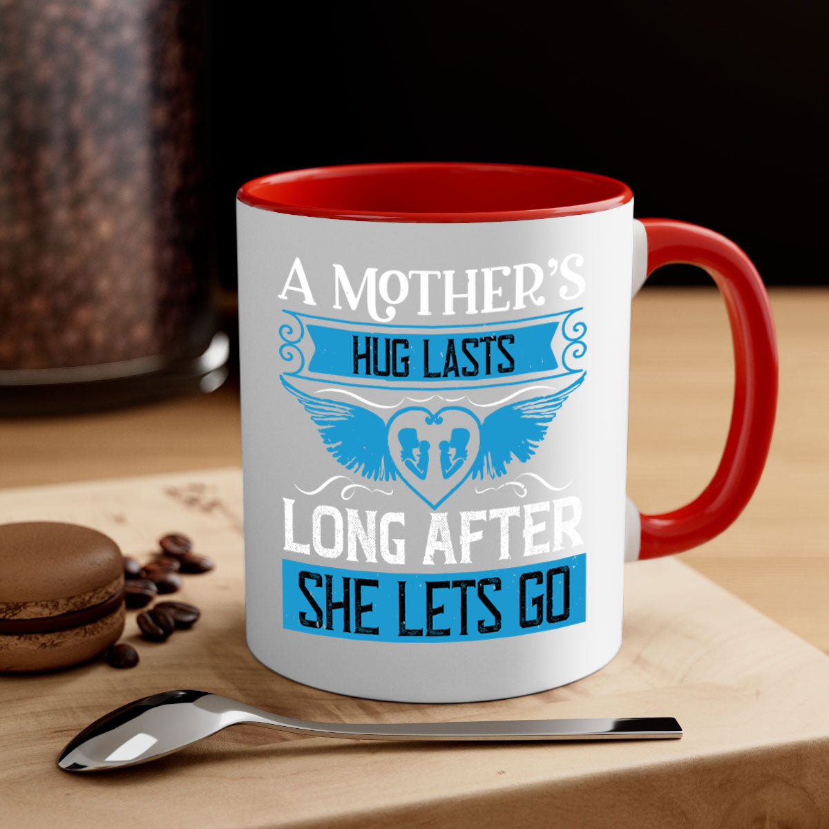 A stylish two-tone coffee mug with a colored handle and glossy finish, perfect for Mother's Day gifts.