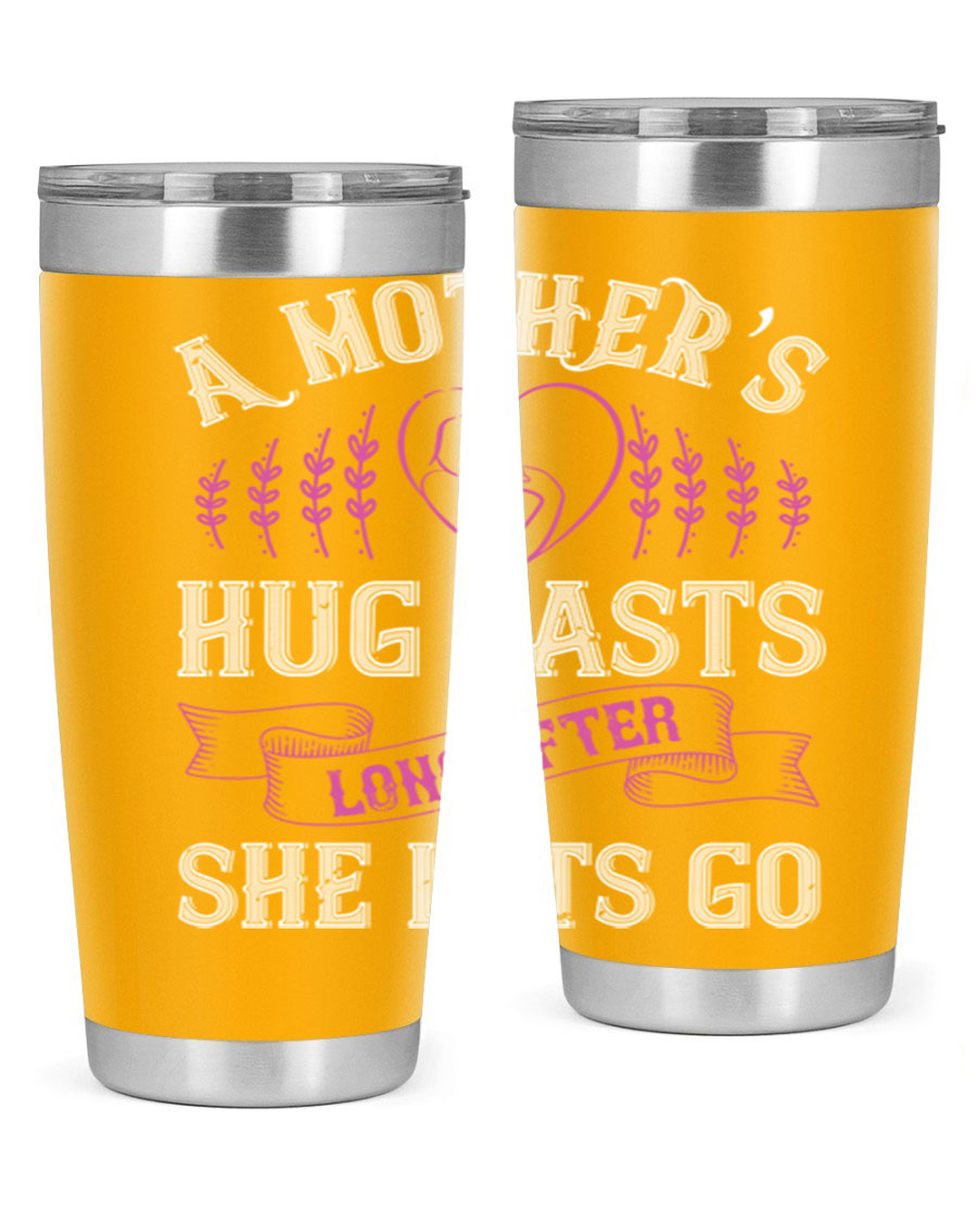 20oz stainless steel tumbler with a heartfelt message about a mother's love, featuring a drink-thru lid and double wall vacuum insulation.
