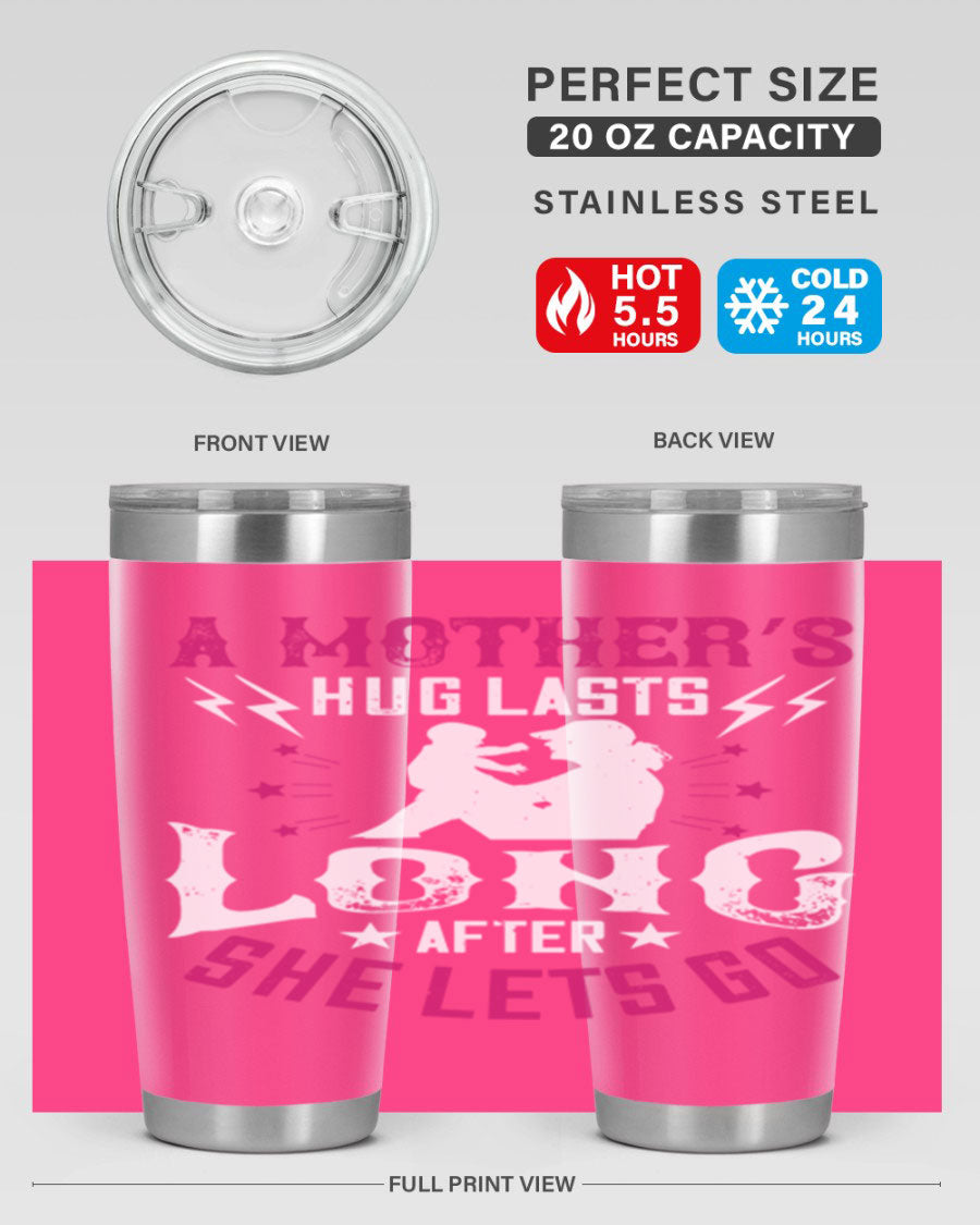 A stylish 20oz and 30oz stainless steel tumbler with a heartfelt message about a mother's love, featuring a drink-thru lid and double wall insulation.