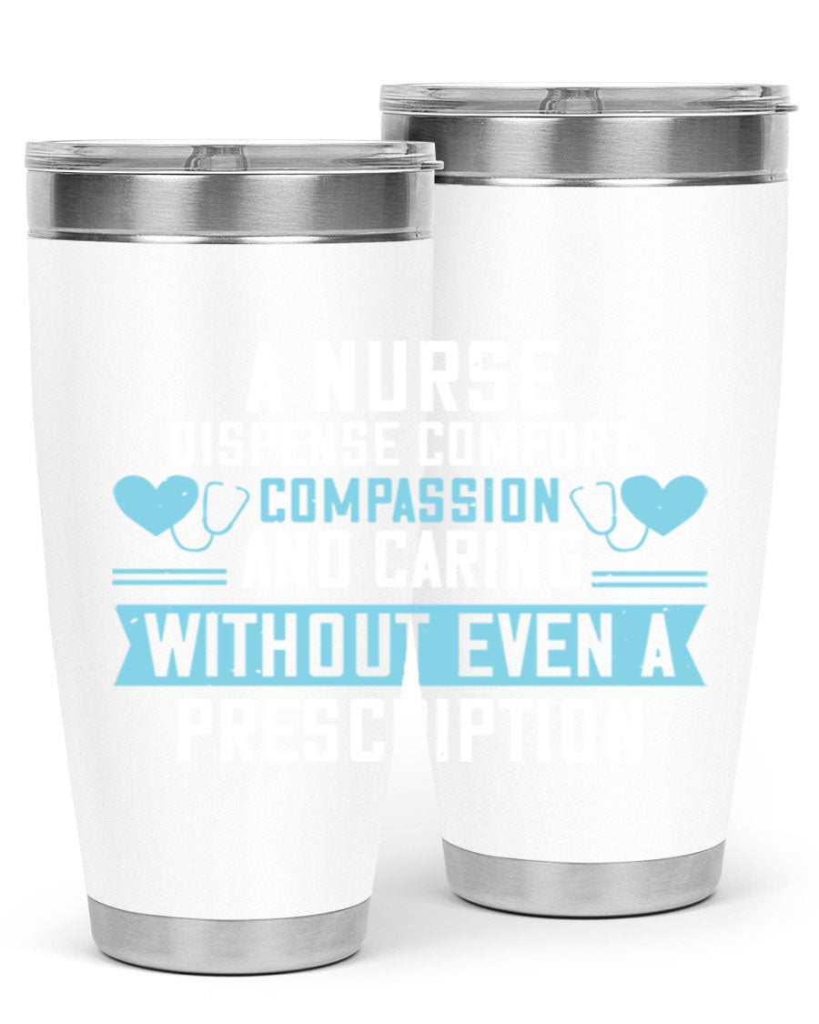 A stylish 20oz Nurse Tumbler made of double wall vacuum stainless steel, featuring a press-in drink-thru lid, perfect for hot and cold beverages.