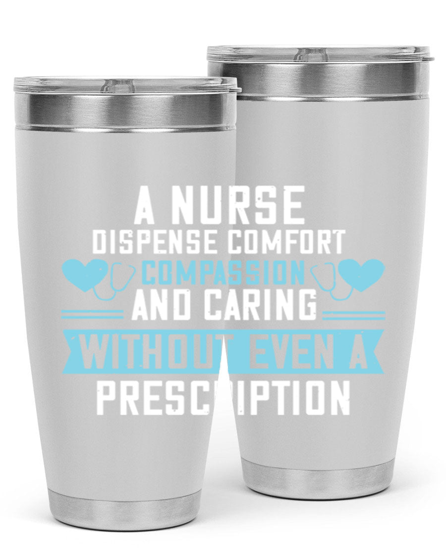 A stylish 20oz Nurse Tumbler made of double wall vacuum stainless steel, featuring a press-in drink-thru lid, perfect for hot and cold beverages.