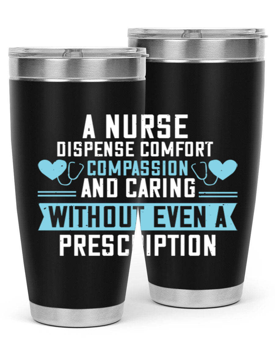 A stylish 20oz Nurse Tumbler made of double wall vacuum stainless steel, featuring a press-in drink-thru lid, perfect for hot and cold beverages.