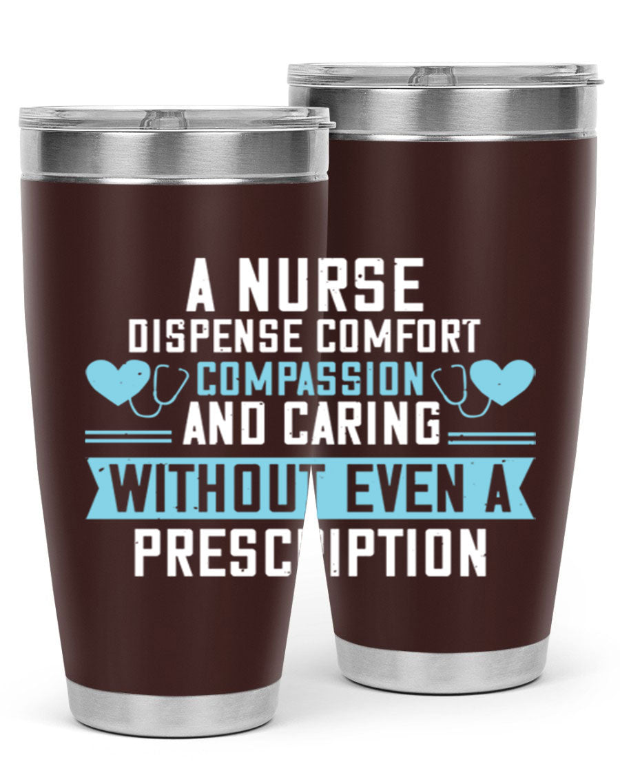 A stylish 20oz Nurse Tumbler made of double wall vacuum stainless steel, featuring a press-in drink-thru lid, perfect for hot and cold beverages.
