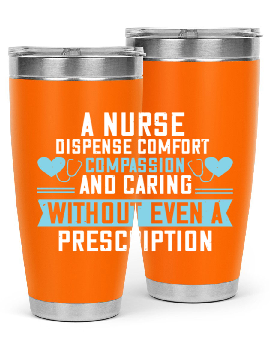 A stylish 20oz Nurse Tumbler made of double wall vacuum stainless steel, featuring a press-in drink-thru lid, perfect for hot and cold beverages.