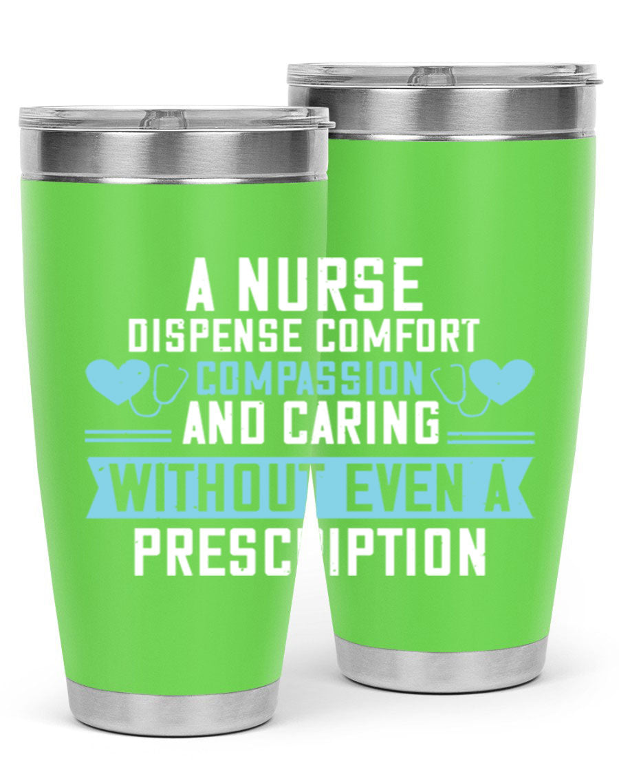A stylish 20oz Nurse Tumbler made of double wall vacuum stainless steel, featuring a press-in drink-thru lid, perfect for hot and cold beverages.