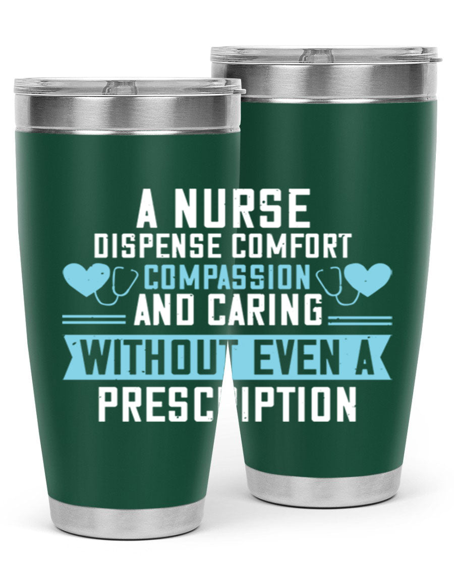 A stylish 20oz Nurse Tumbler made of double wall vacuum stainless steel, featuring a press-in drink-thru lid, perfect for hot and cold beverages.
