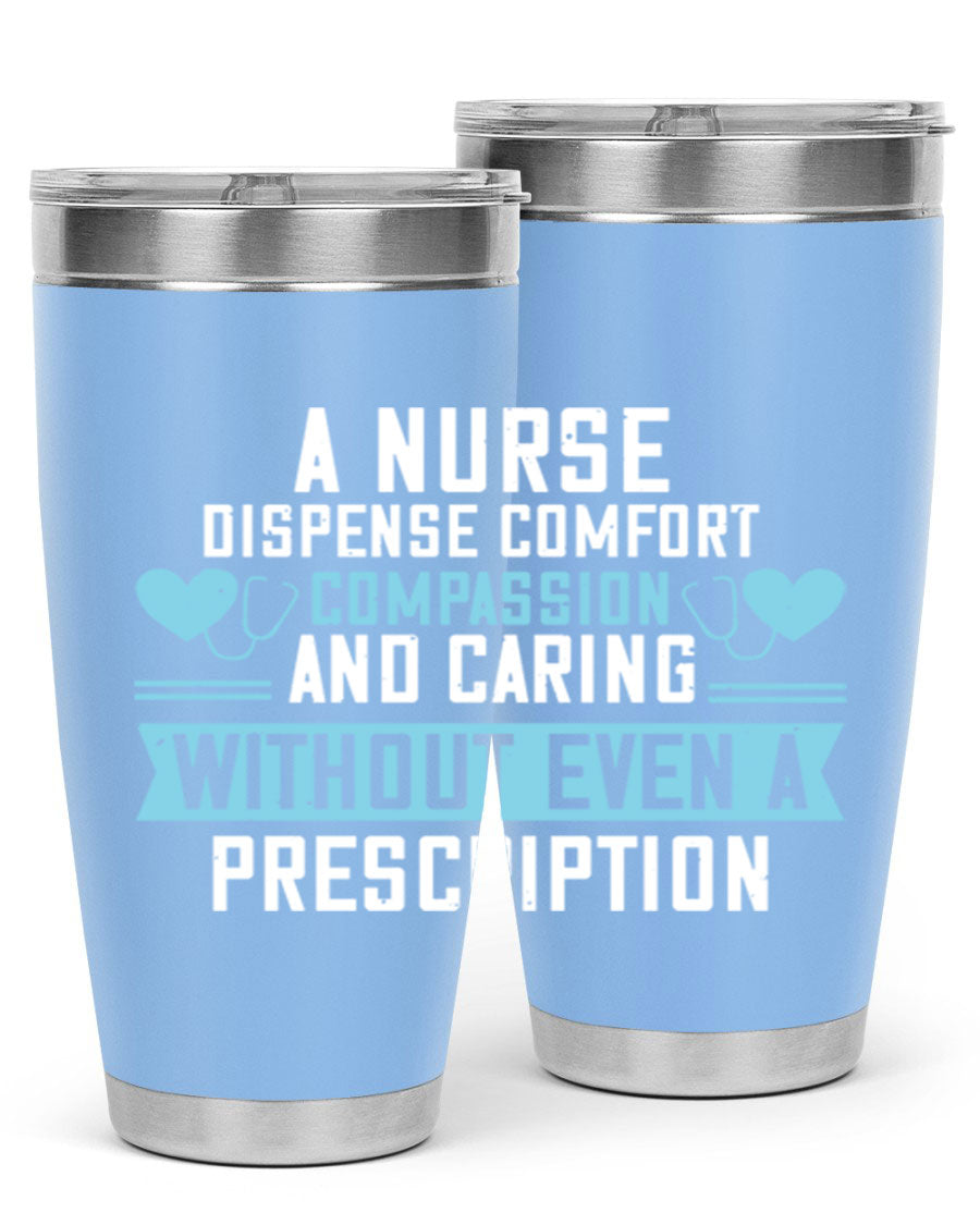 A stylish 20oz Nurse Tumbler made of double wall vacuum stainless steel, featuring a press-in drink-thru lid, perfect for hot and cold beverages.