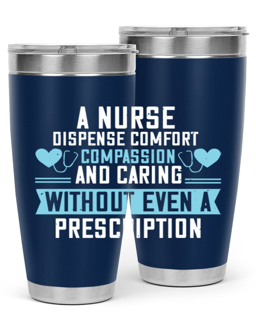 A stylish 20oz Nurse Tumbler made of double wall vacuum stainless steel, featuring a press-in drink-thru lid, perfect for hot and cold beverages.