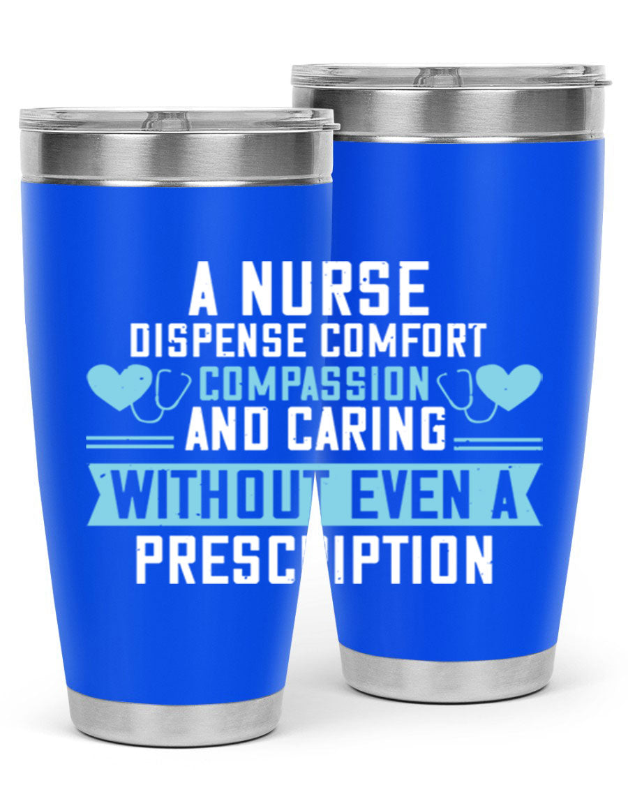 A stylish 20oz Nurse Tumbler made of double wall vacuum stainless steel, featuring a press-in drink-thru lid, perfect for hot and cold beverages.