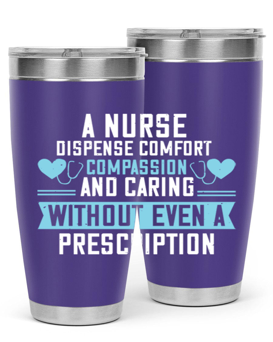 A stylish 20oz Nurse Tumbler made of double wall vacuum stainless steel, featuring a press-in drink-thru lid, perfect for hot and cold beverages.