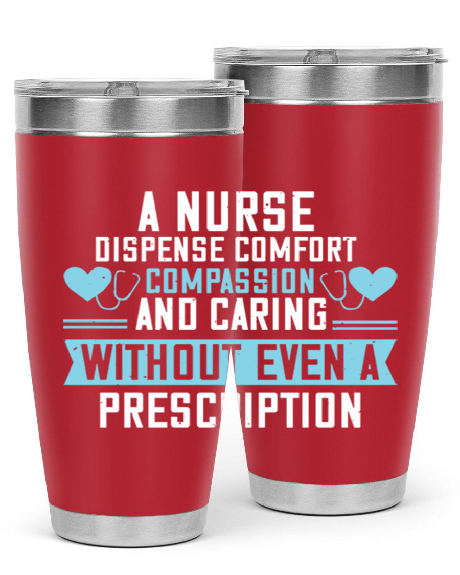 A stylish 20oz Nurse Tumbler made of double wall vacuum stainless steel, featuring a press-in drink-thru lid, perfect for hot and cold beverages.