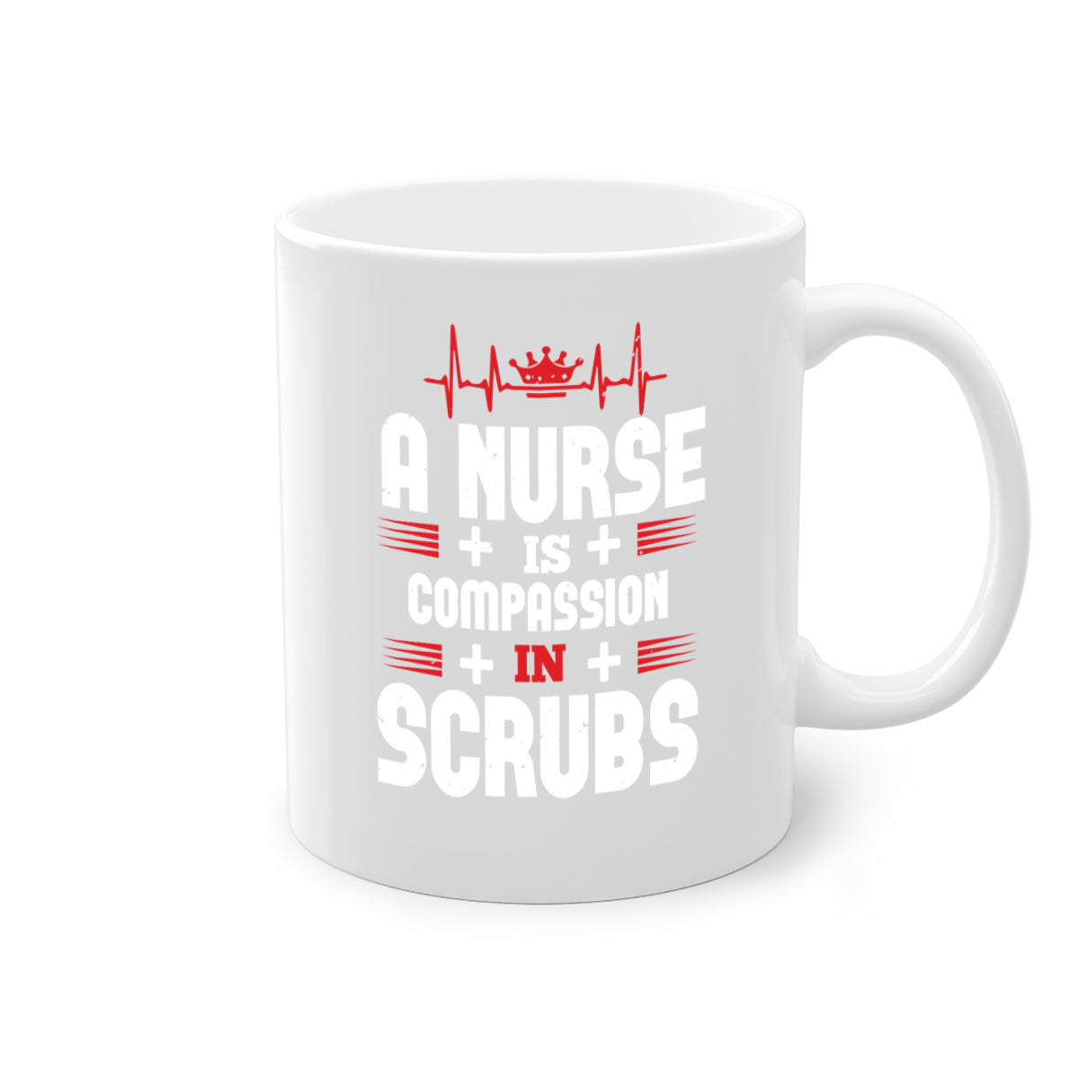 A stylish two-tone ceramic mug featuring the phrase 'A Nurse's Compassion' with a glossy finish and a colored handle.