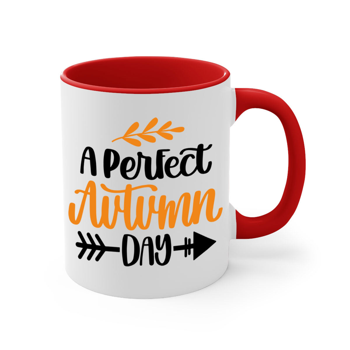 A Perfect Autumn Day Mug featuring a two-tone design with a colored handle and glossy finish, available in multiple colors.