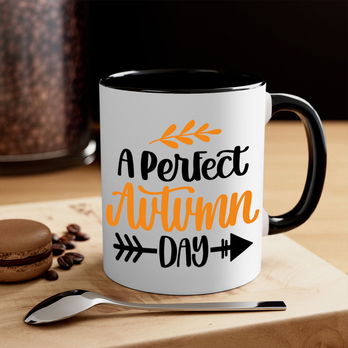 A Perfect Autumn Day Mug featuring a two-tone design with a colored handle and glossy finish, available in multiple colors.