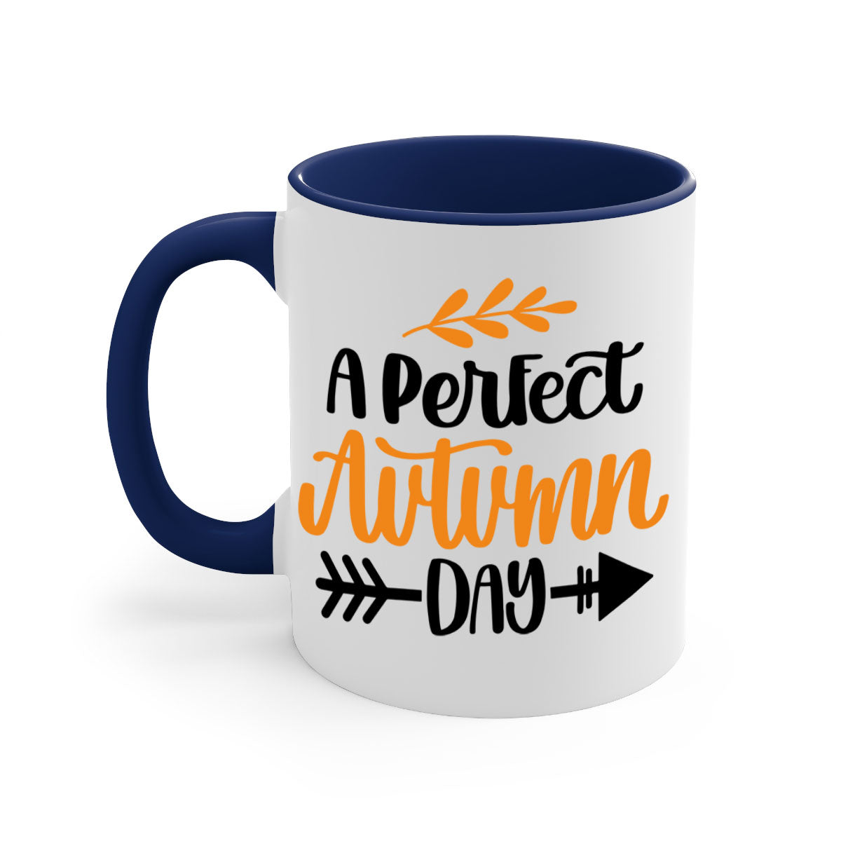 A Perfect Autumn Day Mug featuring a two-tone design with a colored handle and glossy finish, available in multiple colors.
