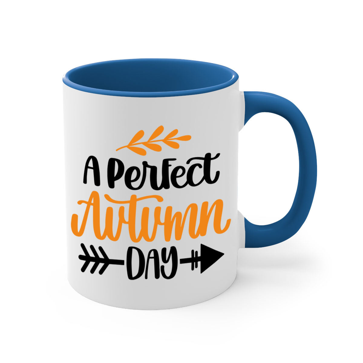 A Perfect Autumn Day Mug featuring a two-tone design with a colored handle and glossy finish, available in multiple colors.
