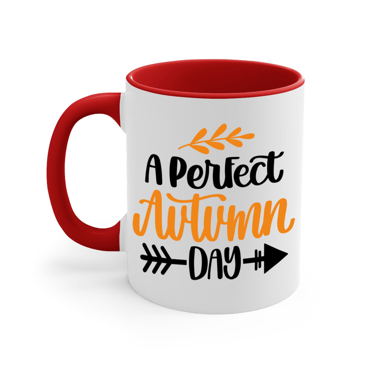 A Perfect Autumn Day Mug featuring a two-tone design with a colored handle and glossy finish, available in multiple colors.