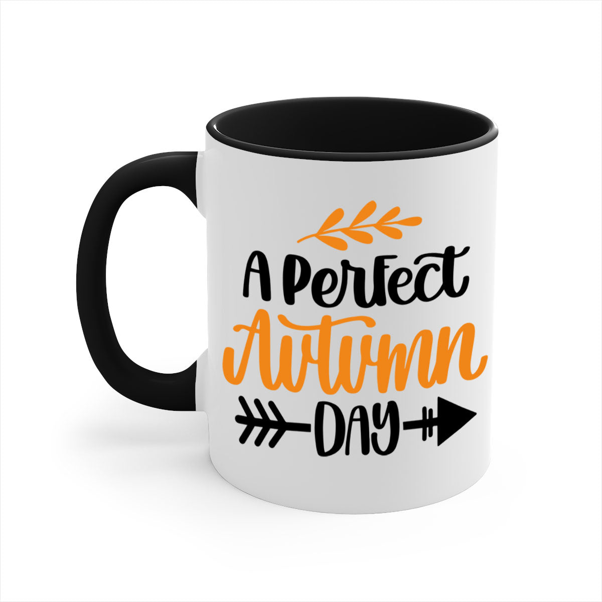 A Perfect Autumn Day Mug featuring a two-tone design with a colored handle and glossy finish, available in multiple colors.