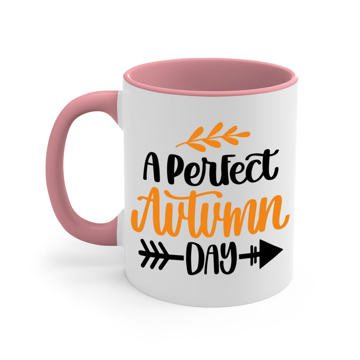 A Perfect Autumn Day Mug featuring a two-tone design with a colored handle and glossy finish, available in multiple colors.
