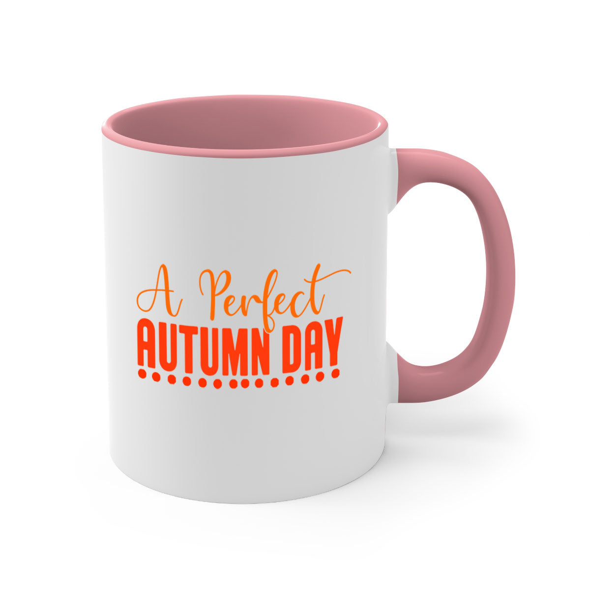 A Perfect Autumn Day Design 2# Mug featuring a two-tone color scheme with a glossy finish and a C-shaped handle, available in multiple colors.
