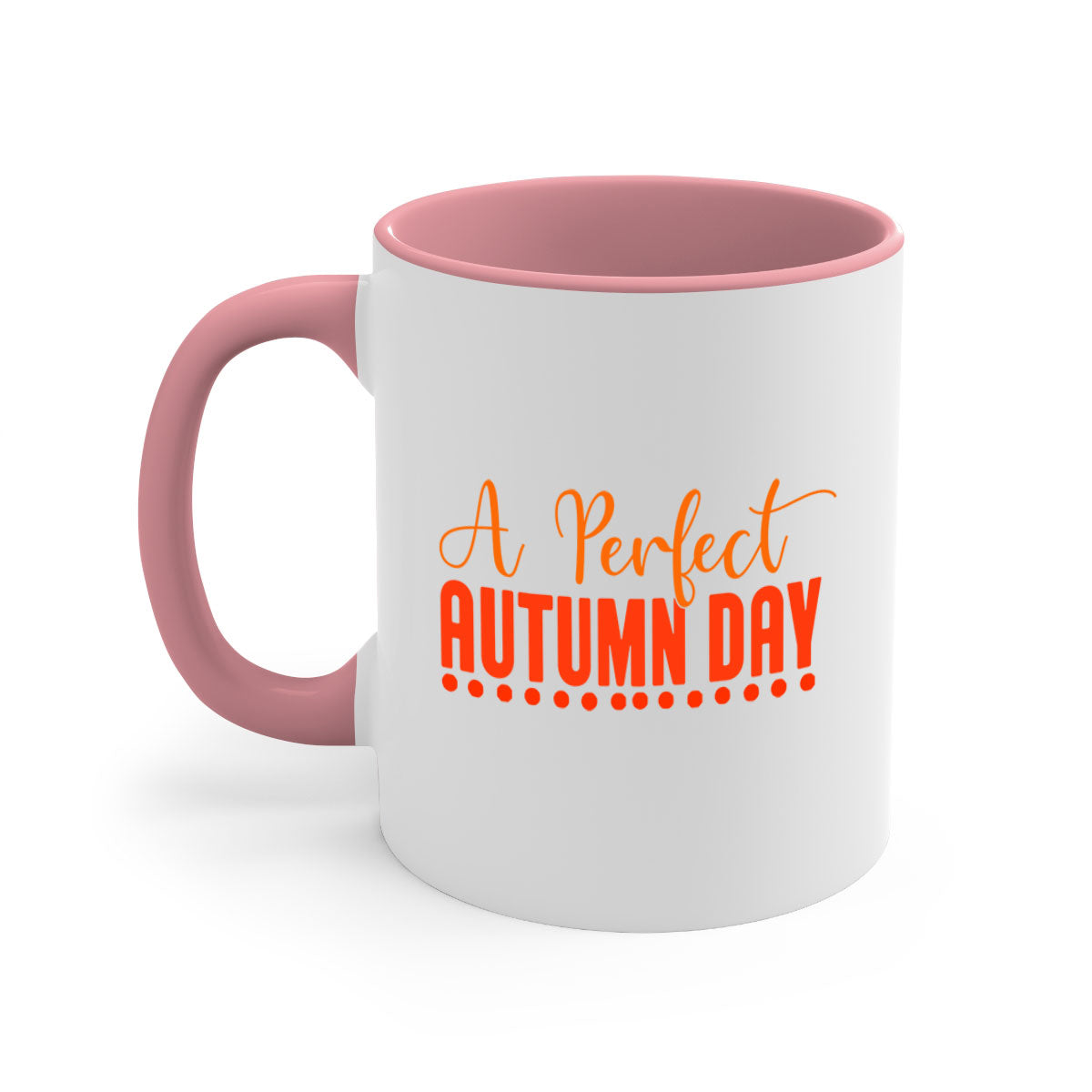 A Perfect Autumn Day Design 2# Mug featuring a two-tone color scheme with a glossy finish and a C-shaped handle, available in multiple colors.
