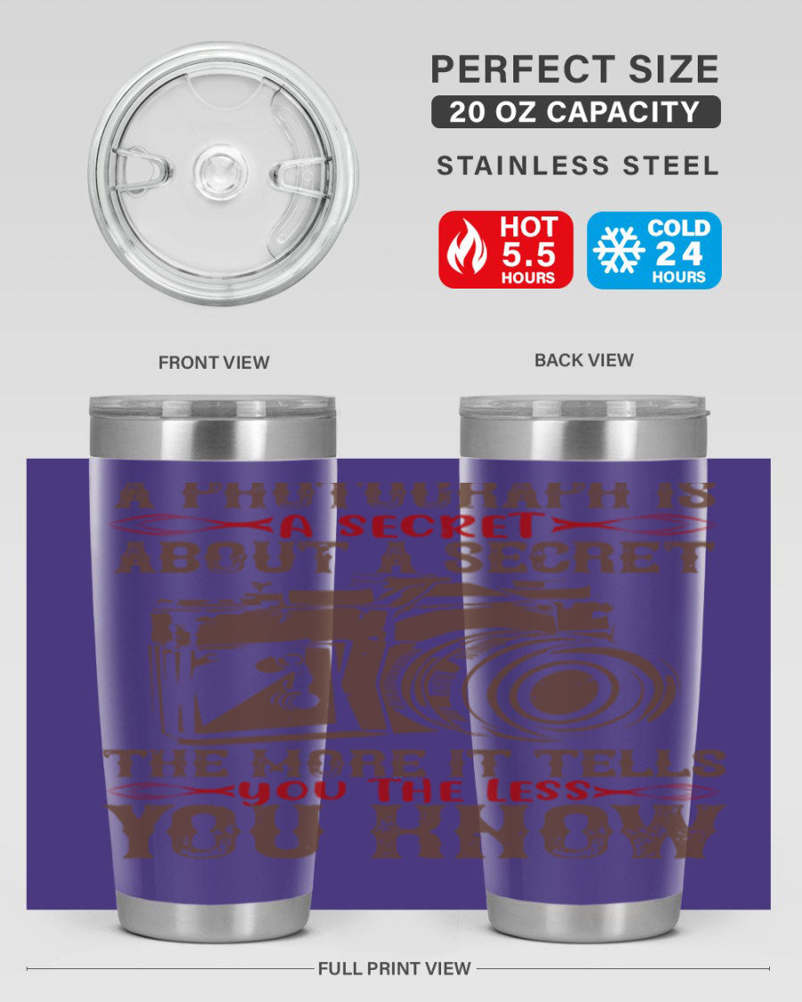 A stylish 20oz and 30oz stainless steel tumbler featuring double wall vacuum insulation, designed to keep drinks hot or cold for hours.